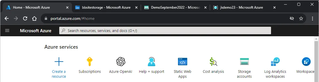 Screenshot of the Azure Portal Fav Icons with Extension