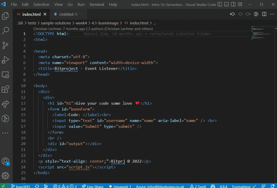 Screen shot of Git lens