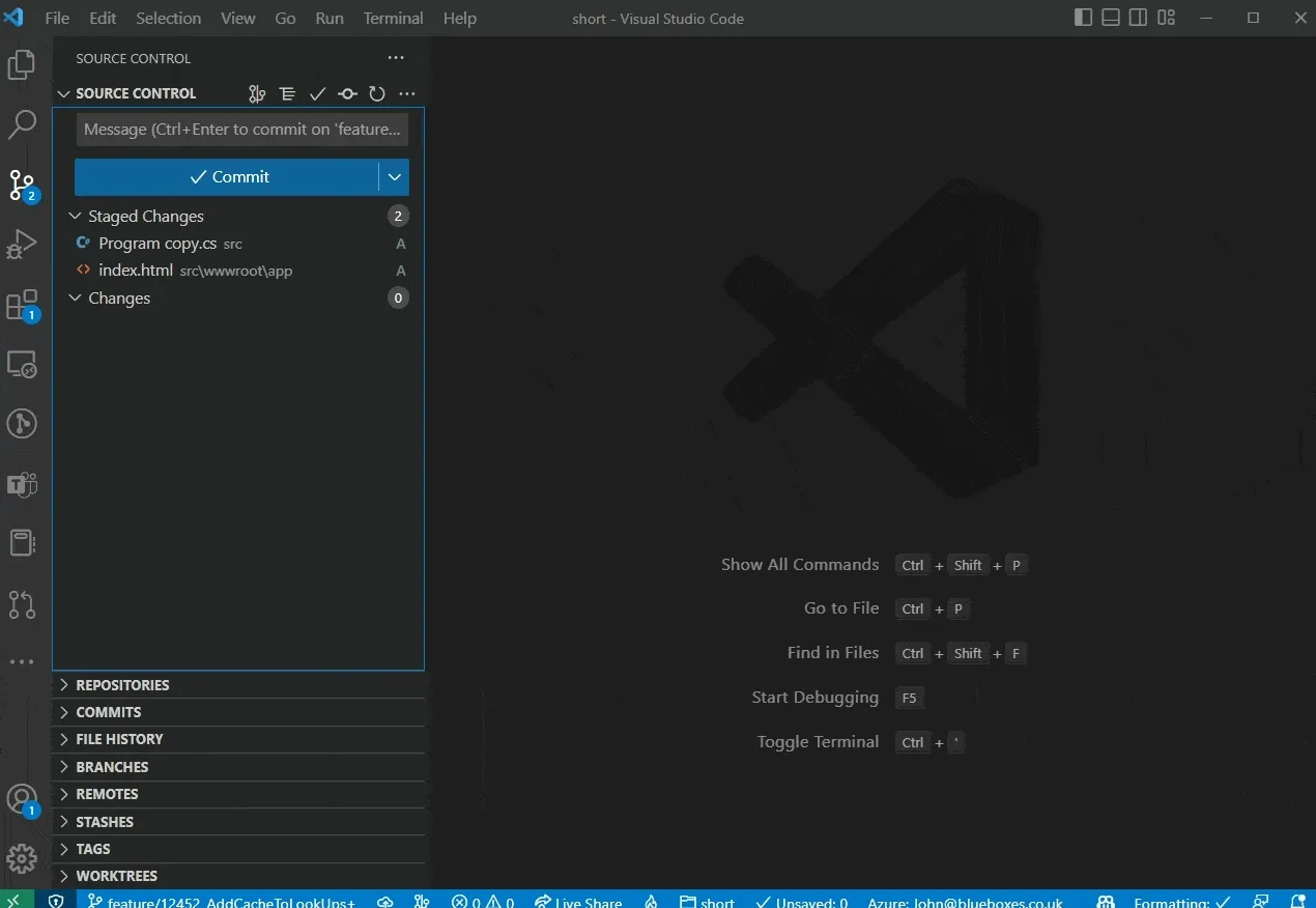 Screen shot of Git lens