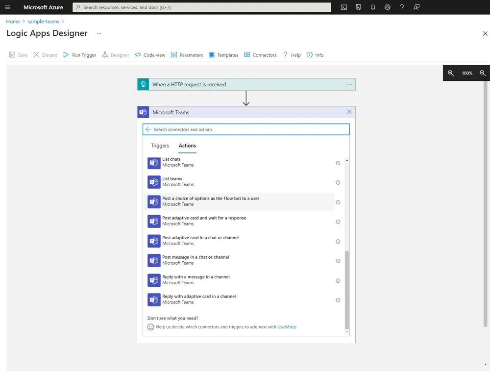 Screenshot of Azure Website showing the option to select